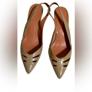 Via Spiga Gable Taupe Slingback Heels in Patent Leather Sz 9M